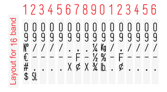image of Shiny No. 1-16 traditional number stamp band layout